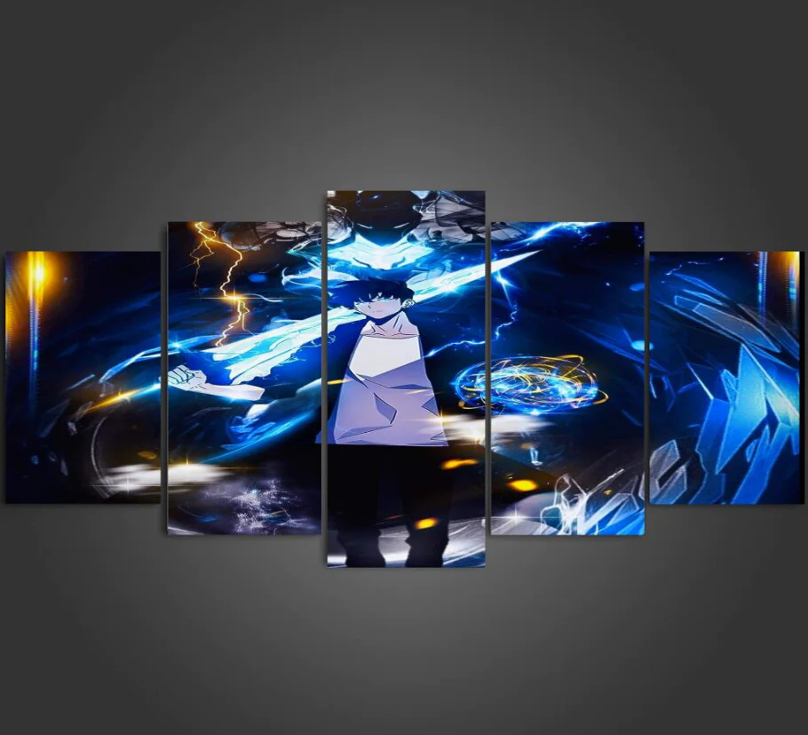 Sung Jin-Woo and Igris Wall Art Home Living Room Decor 5 Pieces Canvas - Image 3