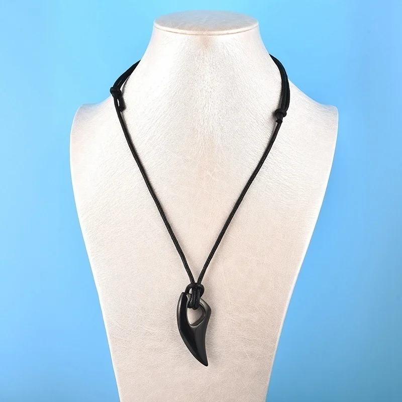 Stainless Steel Alpha Spear Tribal Wolf Teeth Pendant Necklace Black Silver Wolf Teeth - Image 4
