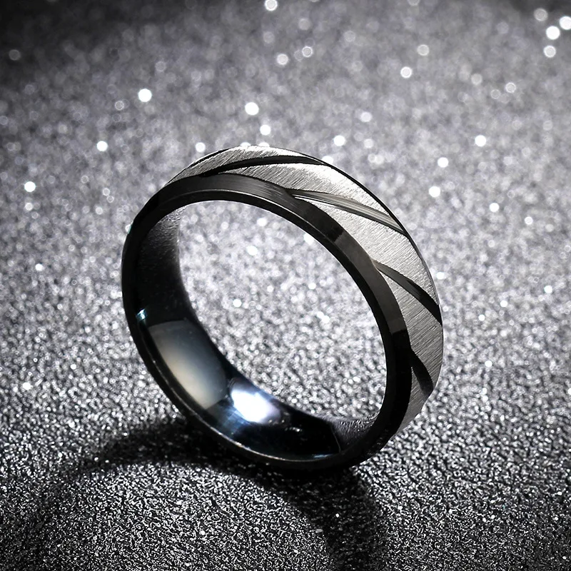 Stainless Steel Blue Black Gold Ring Fashion Frosting Street Party Jewelry - Image 3