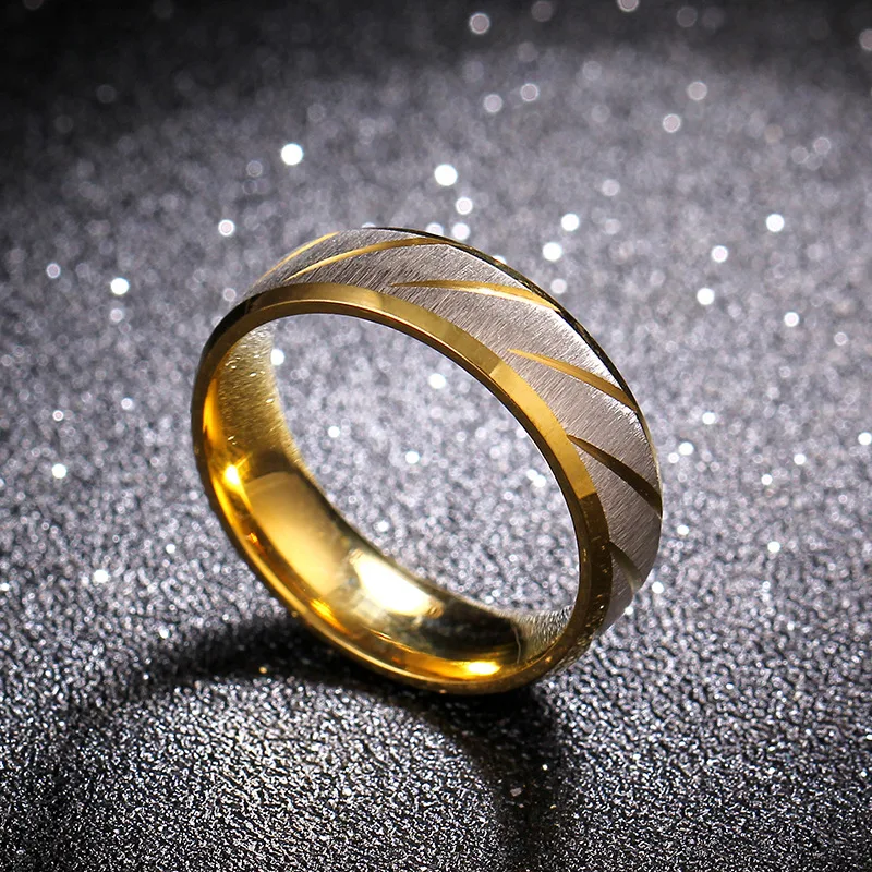 Stainless Steel Blue Black Gold Ring Fashion Frosting Street Party Jewelry - Image 4