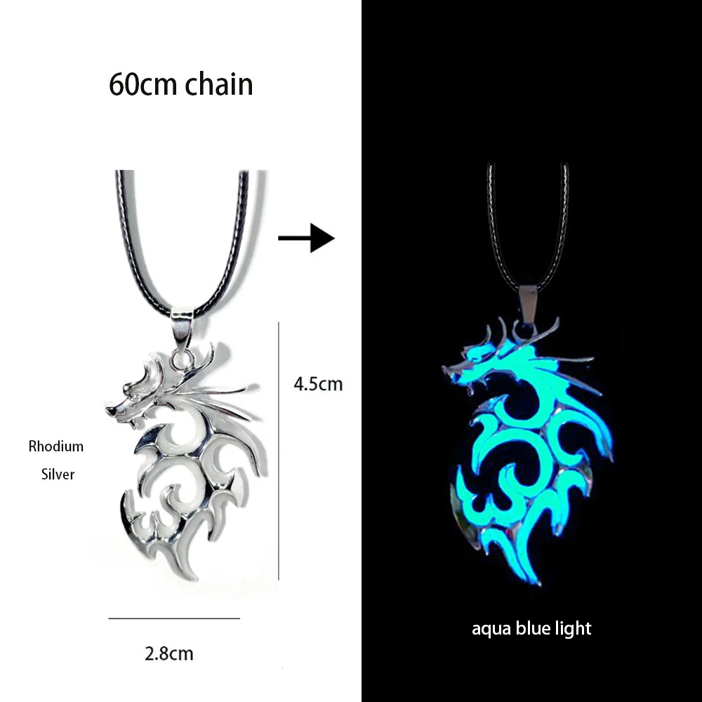 Stainless Steel Chain Luminous Dragon Pendant Glowing Necklace Night Glow In The Dark Necklace - Image 17