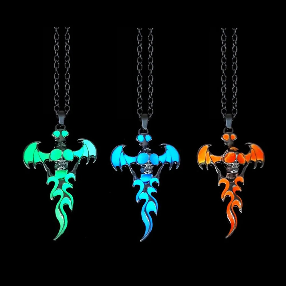 Stainless Steel Chain Luminous Dragon Pendant Glowing Necklace Night Glow In The Dark Necklace - Image 4