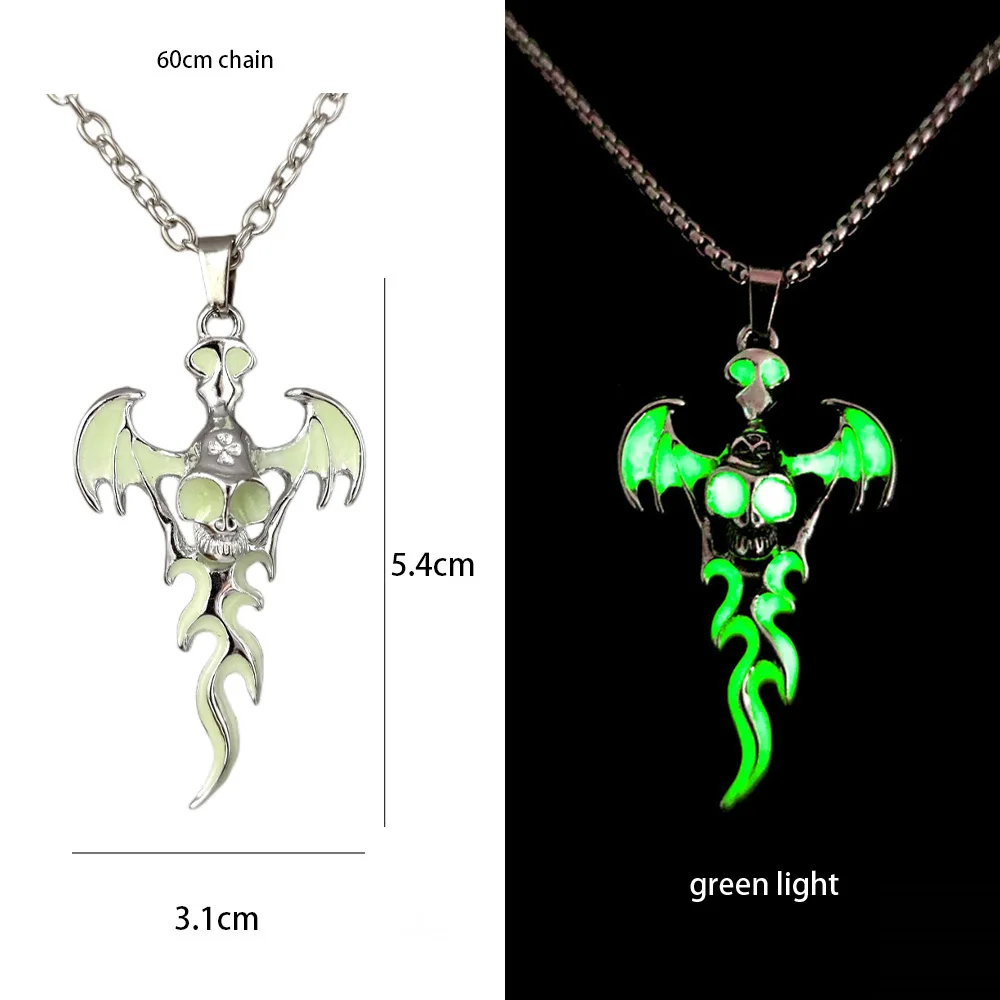 Stainless Steel Chain Luminous Dragon Pendant Glowing Necklace Night Glow In The Dark Necklace - Image 5