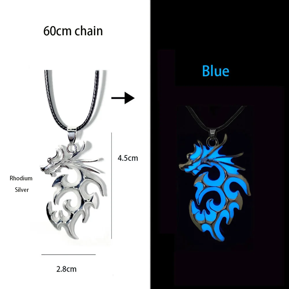 Stainless Steel Chain Luminous Dragon Pendant Glowing Necklace Night Glow In The Dark Necklace - Image 7