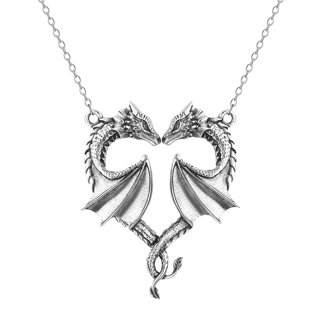 Stainless Steel Dragon Necklace Heart Shape Love Symbol Pendant Jewelry Pendant Necklace - Image 2