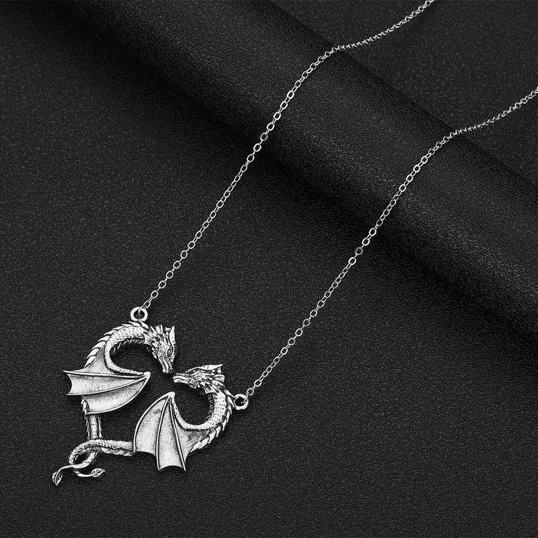 Stainless Steel Dragon Necklace Heart Shape Love Symbol Pendant Jewelry Pendant Necklace - Image 3