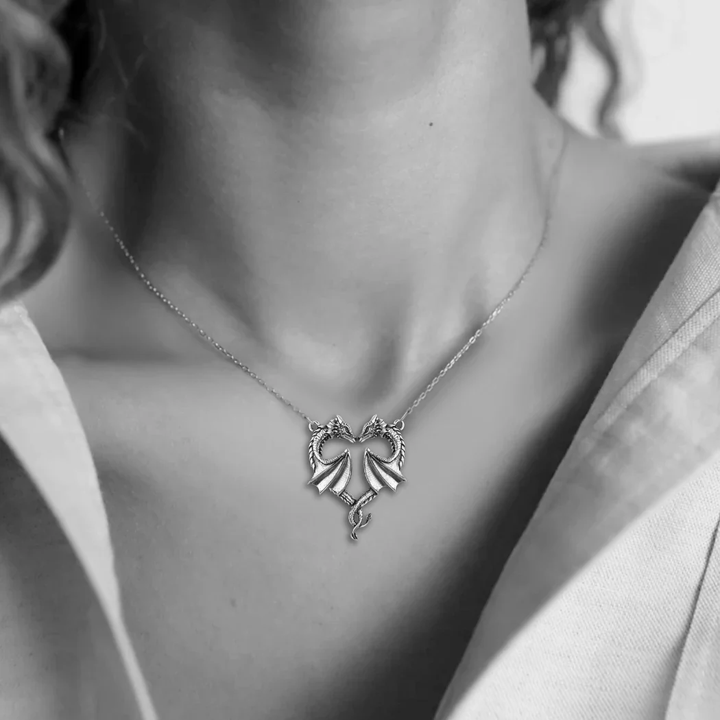 Stainless Steel Dragon Necklace Heart Shape Love Symbol Pendant Jewelry Pendant Necklace - Image 5