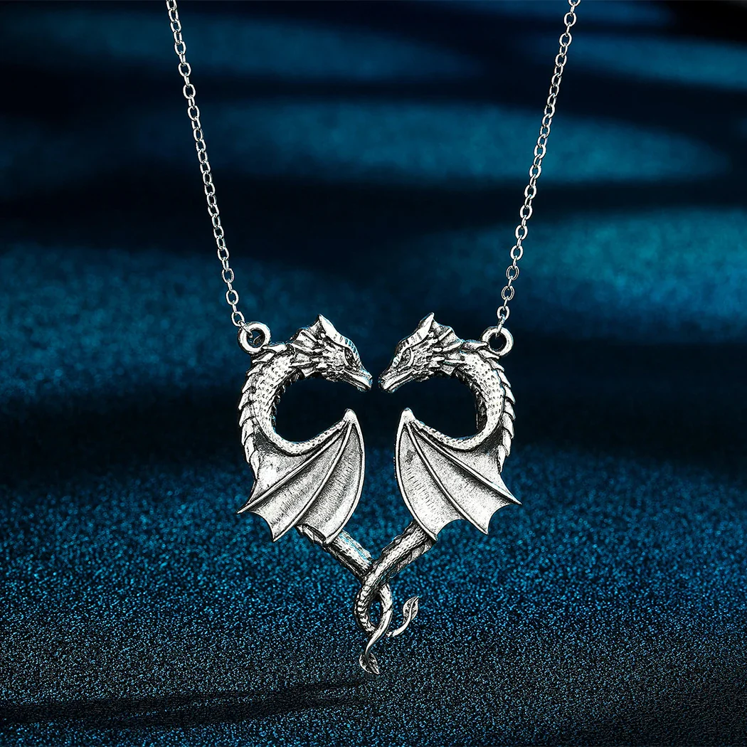 Stainless Steel Dragon Necklace Heart Shape Love Symbol Pendant Jewelry Pendant Necklace - Image 7