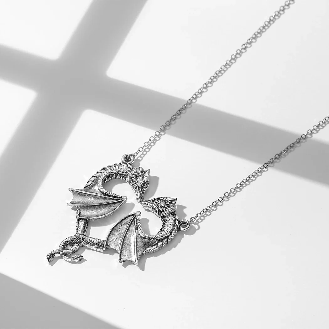 Stainless Steel Dragon Necklace Heart Shape Love Symbol Pendant Jewelry Pendant Necklace - Image 8