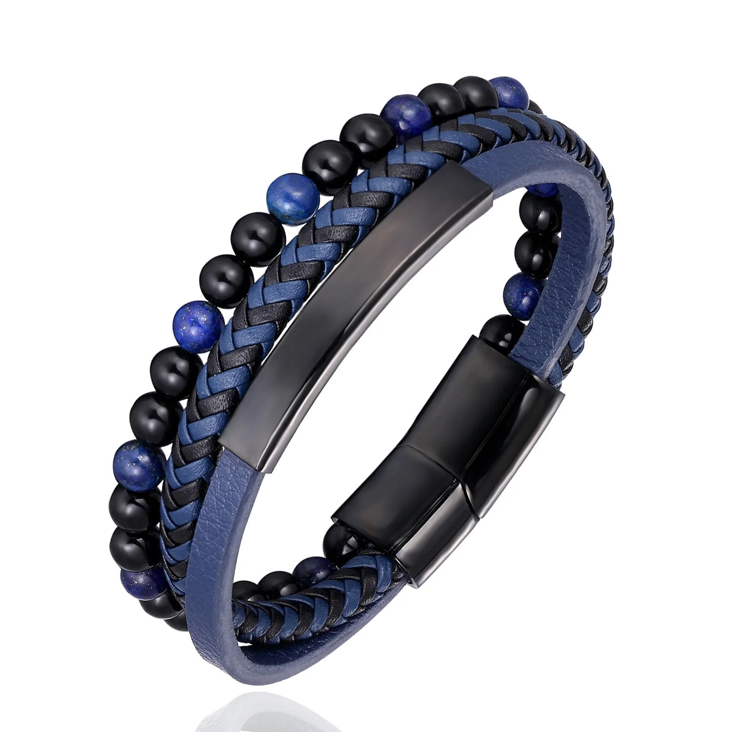 Stainless Steel Stone Beads Bracelet Tiger Stone Bangle Bracelet Stainless Steel Punk Leather Jewelry - Image 10