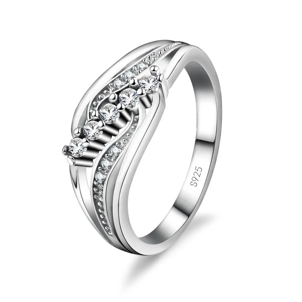 Sterling Silver Promising Ring Women Fashion Jewelry Bright Crystal Rings - Image 4