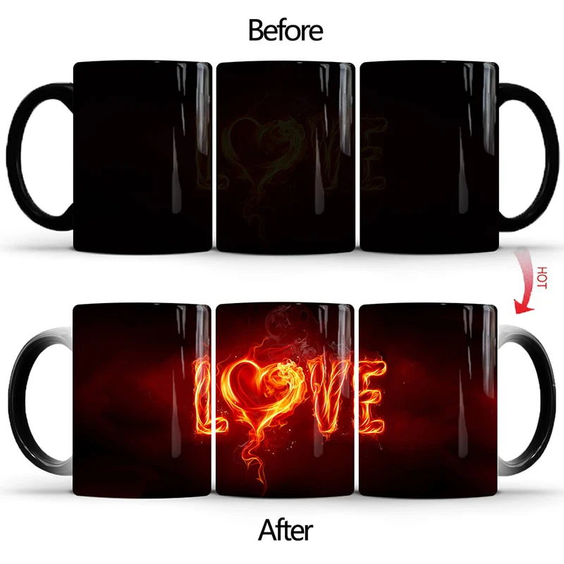 Thermochromic Magic Cup Love Color Changing Mug Ceramic 350ml Coffee Milk Cup Drink - Image 7