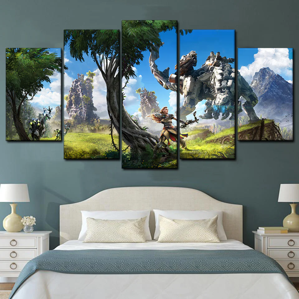 Horizon Zero Dawn 5 Panel Game Wall Art Canvas Printed Home Decoration Painting Living Room - Image 3