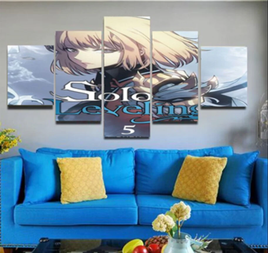 Solo Leveling Cha Hae-In Wall Art 5 Pieces Canvas Modern Home Room Decoration Anime 5 Panel Canvas - Image 2