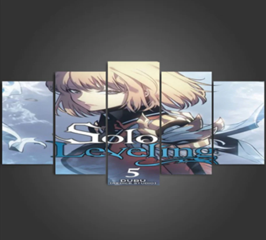 Solo Leveling Cha Hae-In Wall Art 5 Pieces Canvas Modern Home Room Decoration Anime 5 Panel Canvas - Image 3
