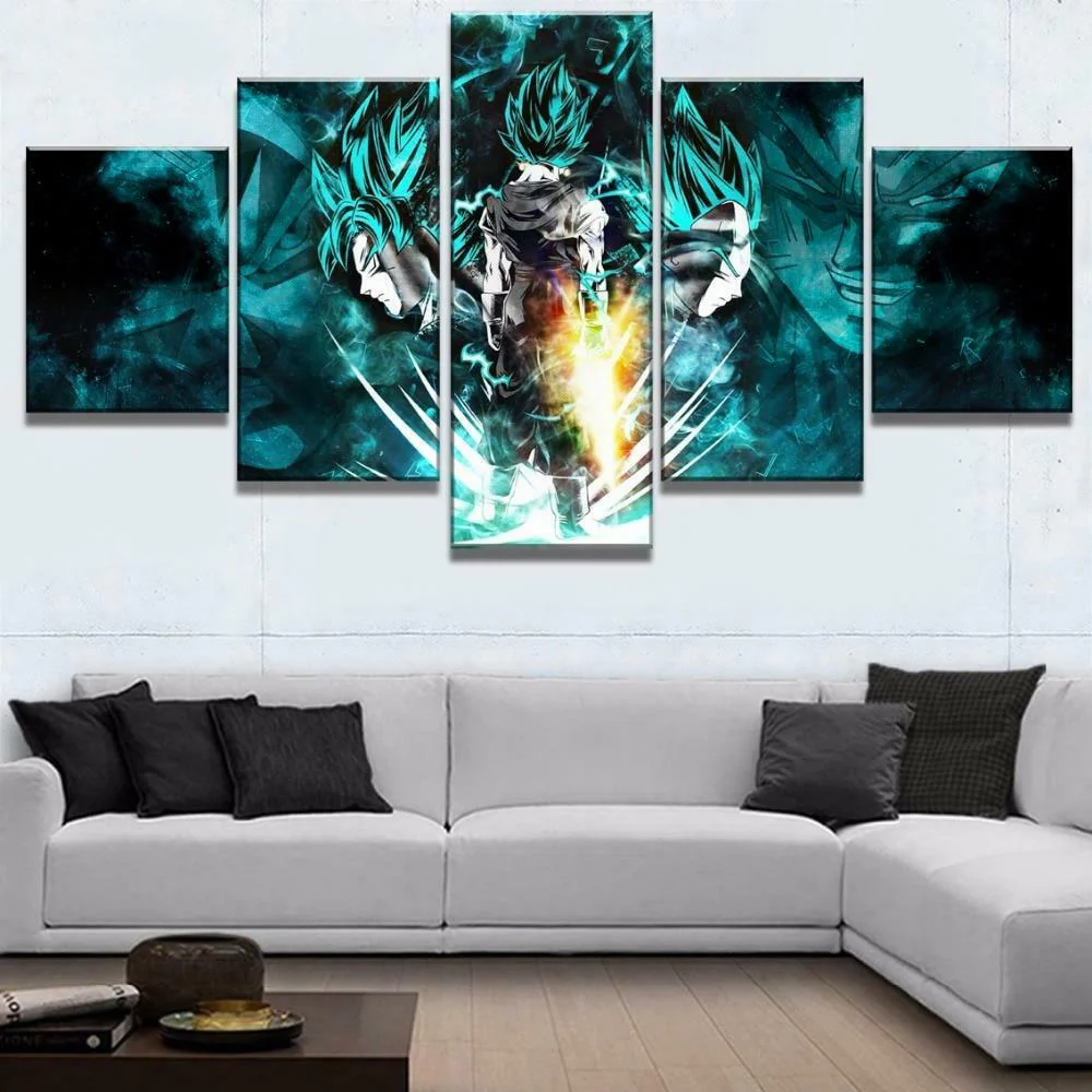 Dragon Ball Super Vegeta Super Saiyan 5 Pieces Canvas Wall Art Living Room Decor Canvas - Image 5