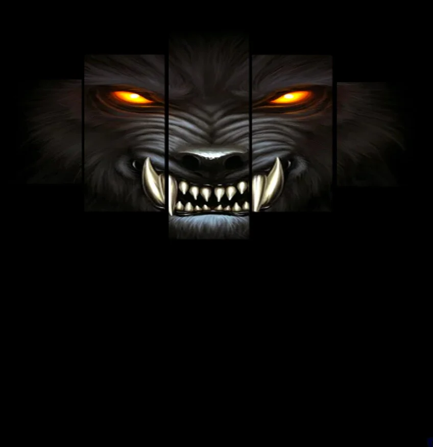 Red Eyes Alpha Werewolf Wall Art 5 Pieces Canvas Ferocious Werewolf Home Decor Living Room Canvas - Image 4