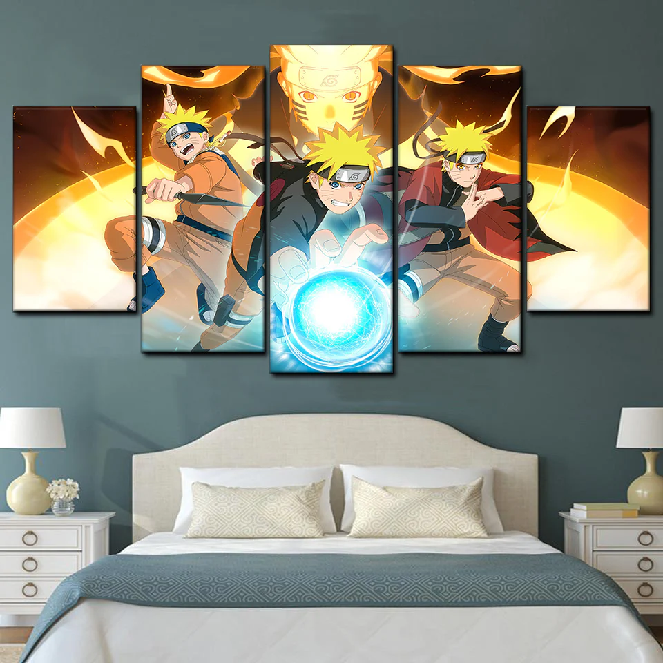 Naruto Evolution 5 Panel Canvas Wall Art Living Room Home Decor Canvas - Image 2