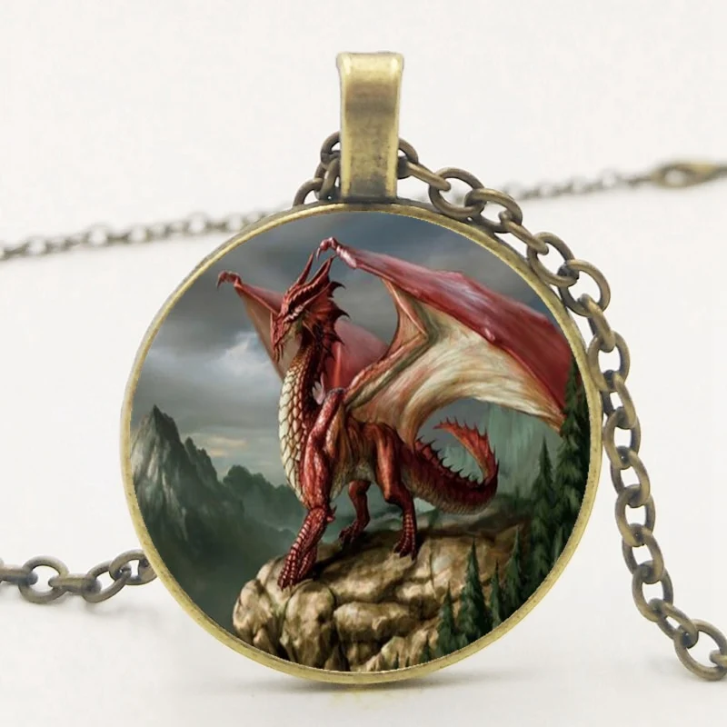 Western Red Dragon Wings Dragon Pendant Necklace Jewelry Red Dragon Pendant Necklace - Image 7